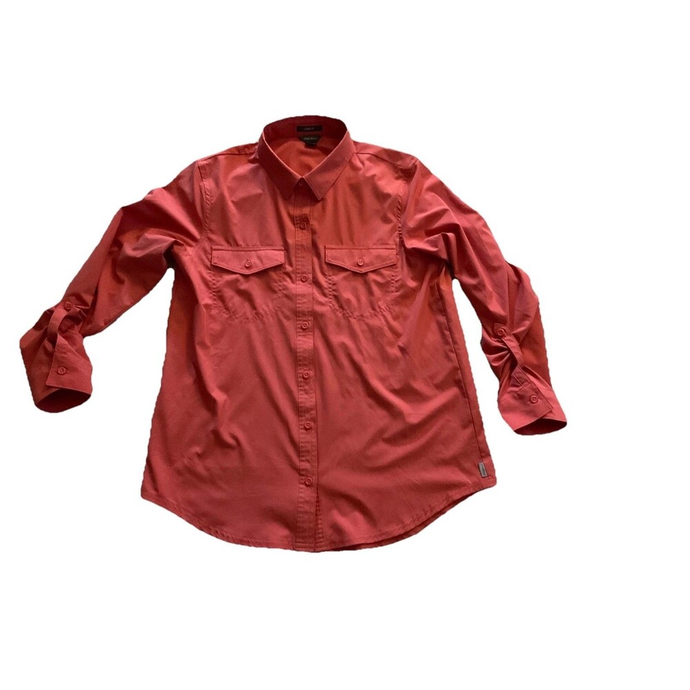 Eddie Bauer Shirt Women’s Classic Fit Coral Utility Button Front Small